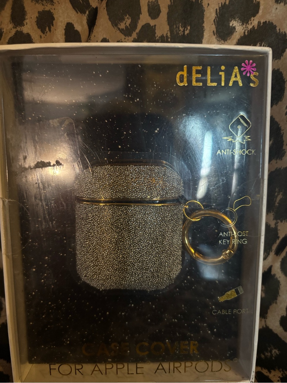 dELiA*s Sparkle Silver AirPods Case Cover with Gold Keyring